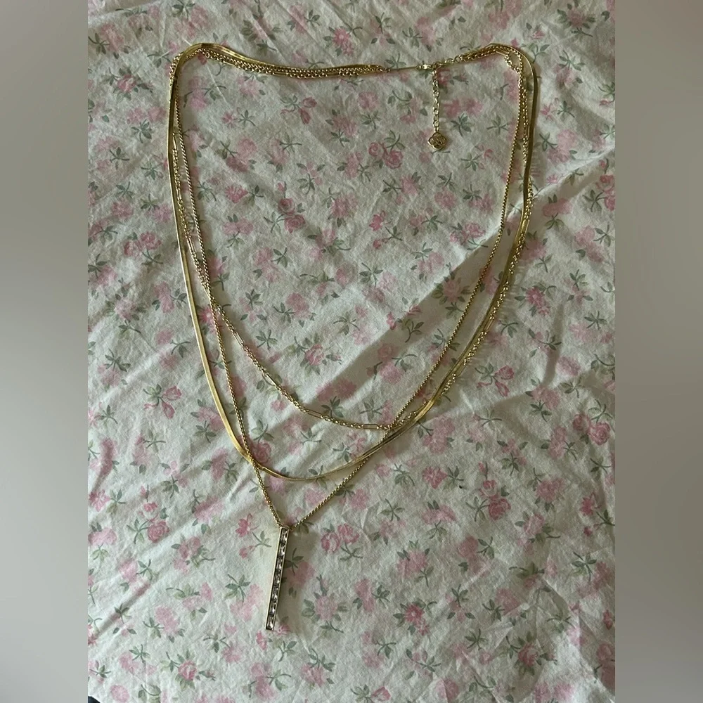 Kendra Scott Jack Gold Tone Multi Strand Necklace in White Crystal - Picture 3 of 7